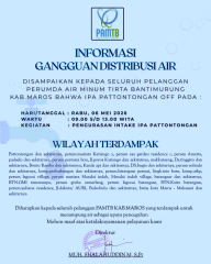 Info Gangguan Pelayanan Distribusi Air - PAMTB Kabupaten Maros